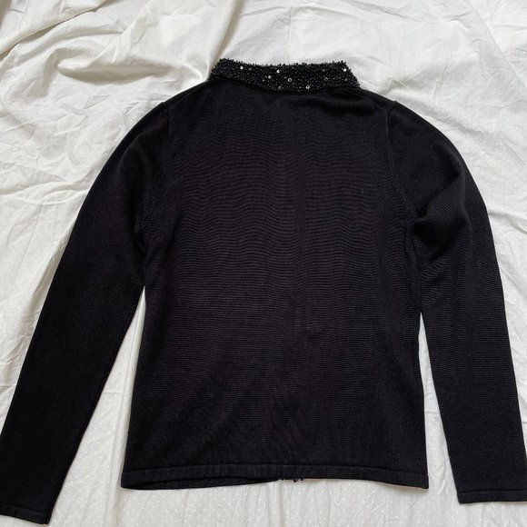 Black Silk Beaded Sweater - Picture 4 of 10